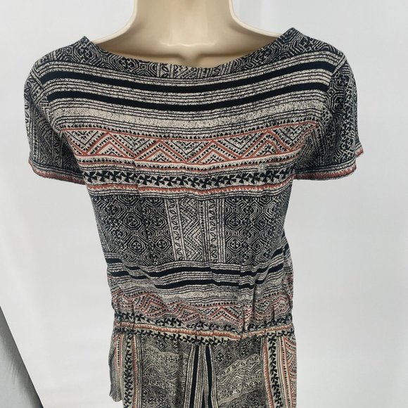 Cleobella Boho Shakira Romper Playsuit Sz Medium Short Sleeve Tassel Black Aztec - Picture 11 of 16